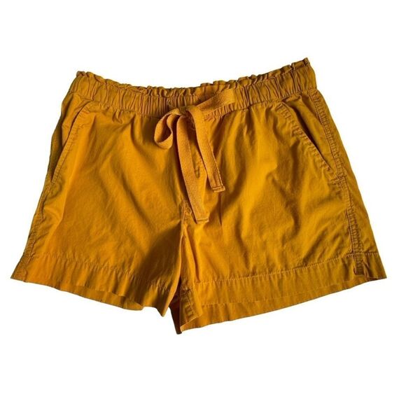 LOFT Paperbag Shorts 100% Cotton Gold Yellow High Waist Pockets SZ M - Picture 12 of 12